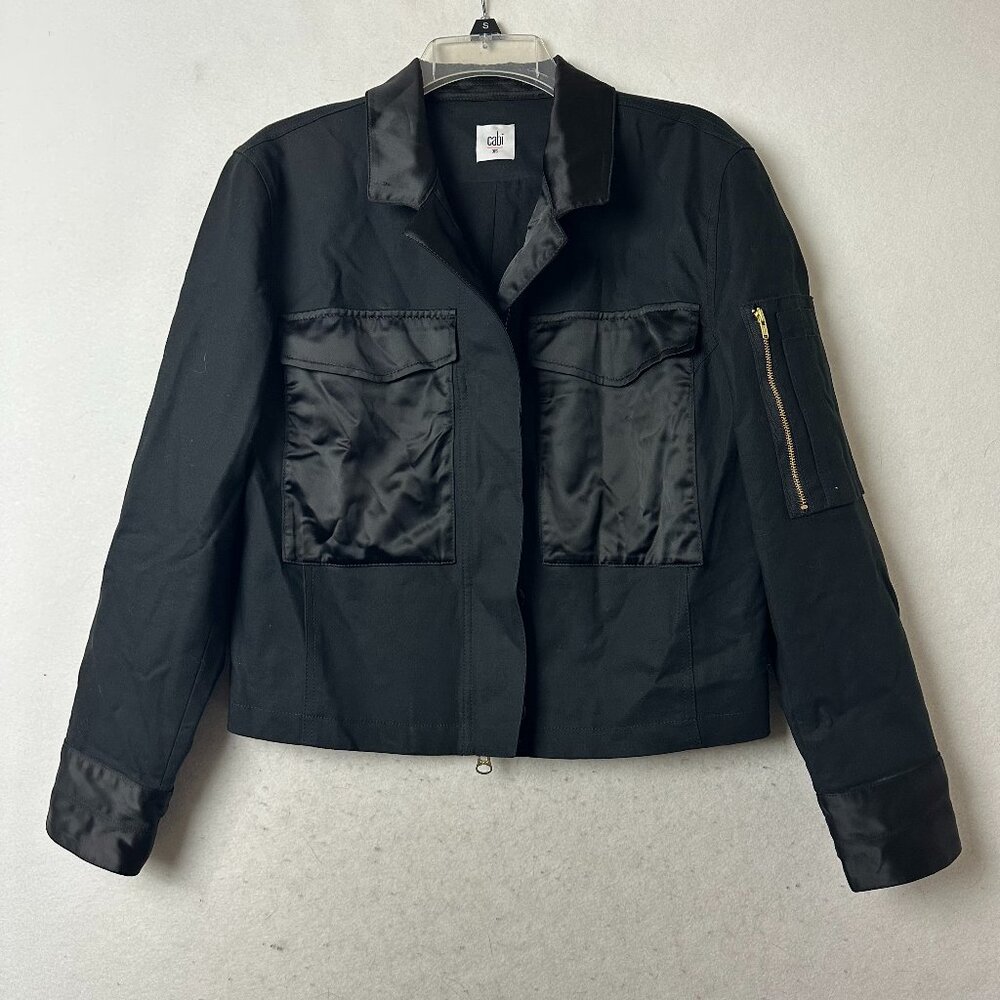 Cabi Back in Black Moto Jacket Dressy Streetwear Size XS Satin Trim Tux‎ Party